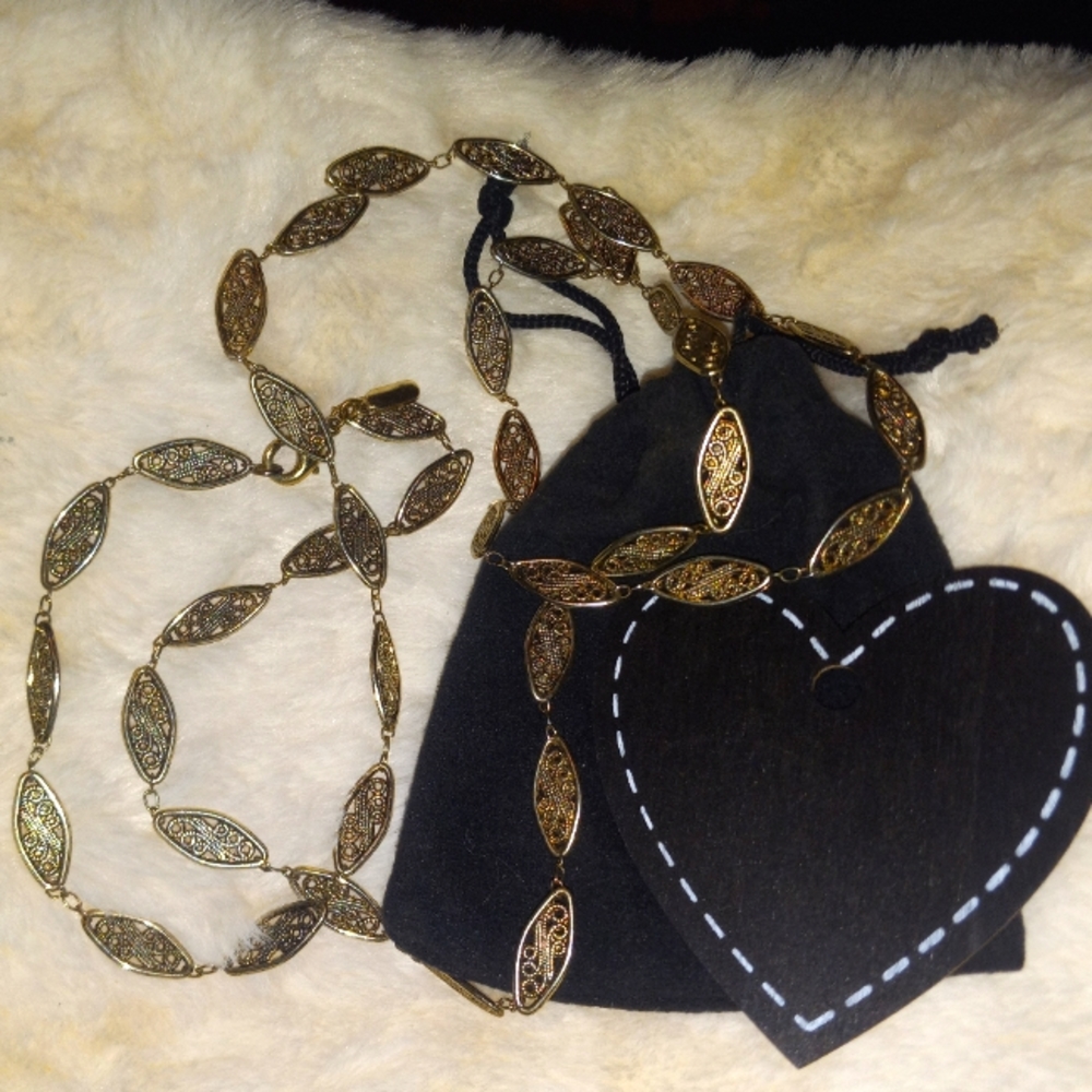 Vintage 40" Ben Amun 24 Kt Gold Plated Lanyard Style Ornate Necklace